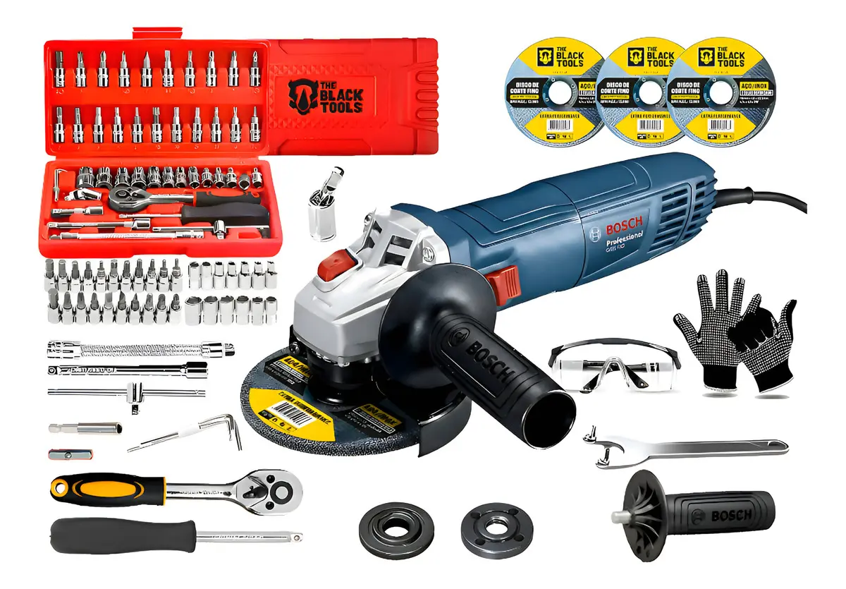 Esmerilhadeira Lixadeira 710w Bosch 115mm + Acessórios Azul 60hz