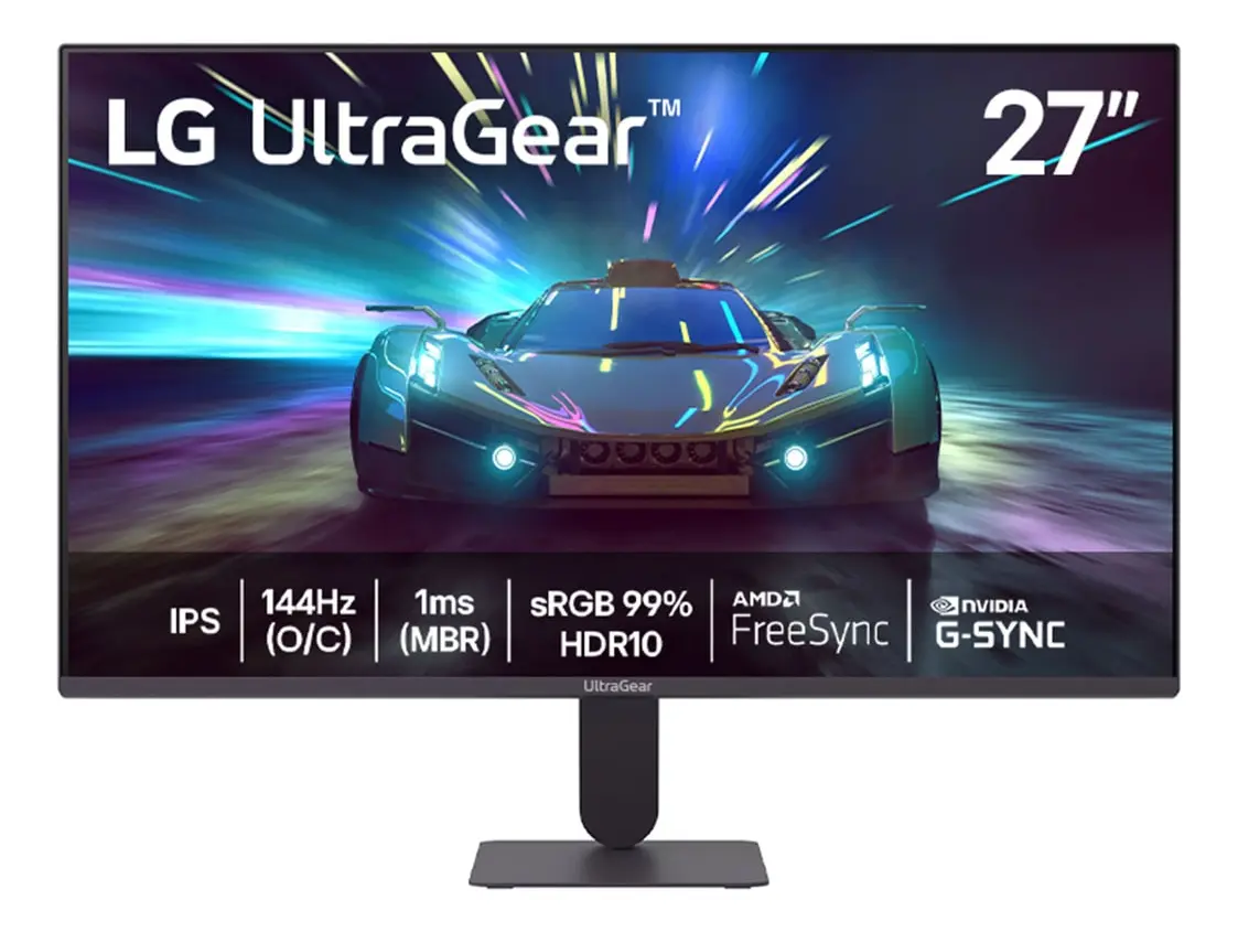 LG UltraGear Monitor Gamer 27" IPS 144Hz (O/C) 1ms (MBR) Full HD (1920x1080) HDR10 NVIDIA G-SYNC AMD FreeSync, Preto - 27G411A