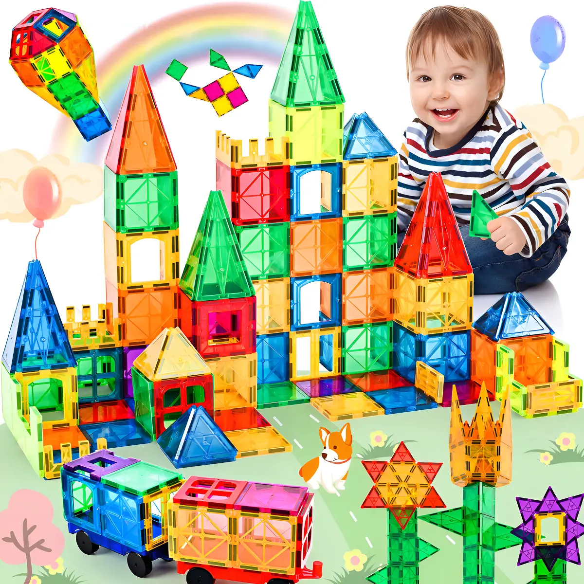 Brastoy Blocos Magnéticos 130 Peças Brinquedo Educativo Blocos De Construção