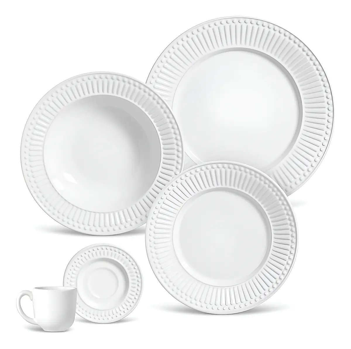 APARELHO DE JANTAR 20 PEÇAS ROMA BRANCO