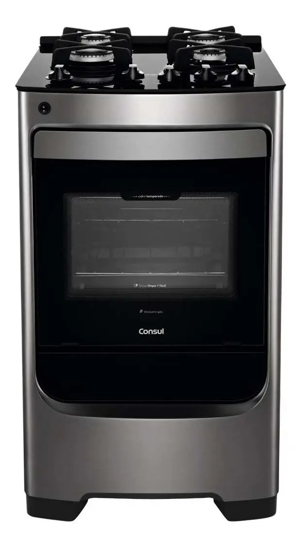 Fogão Consul 4 Bocas Inox Mesa de Vidro CFO4VAR