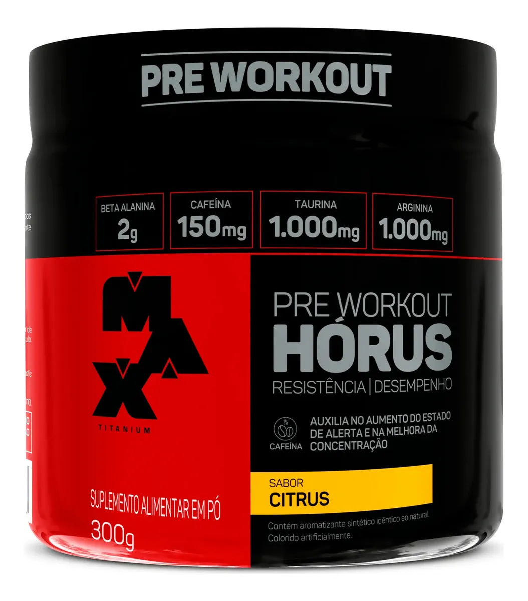Pré Treino 300g Hórus Max Titanium Citrus Energia e Foco
