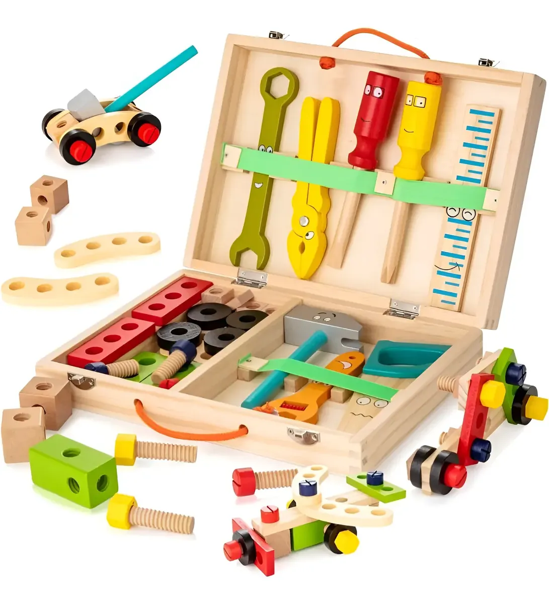 Kit Educativo Infantil Madeira Com Ferramentas E Maleta