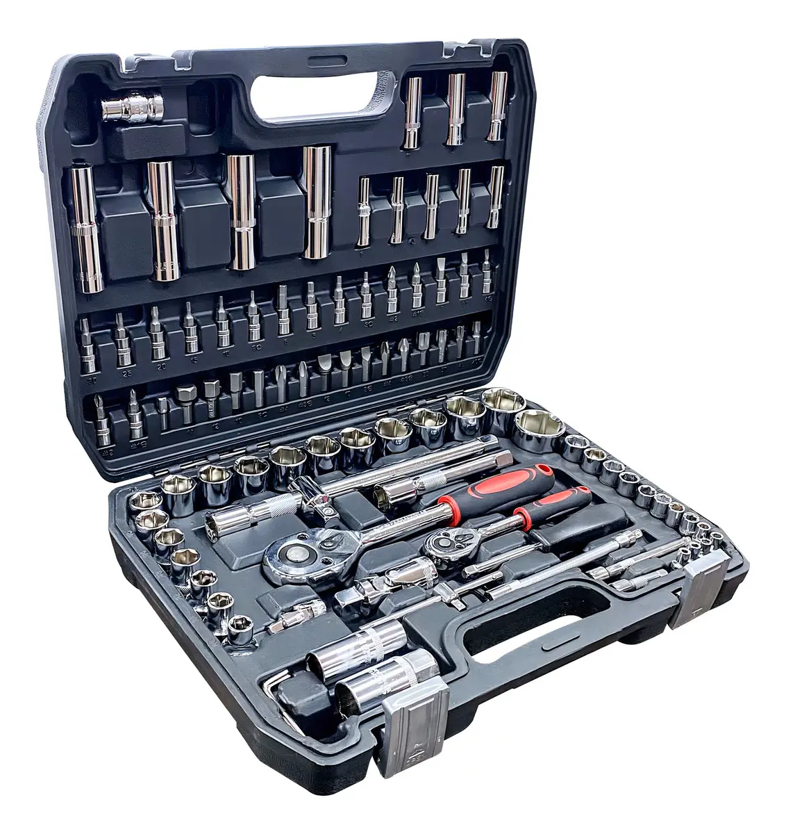 Kit Ferramentas Catraca e Soquetes 94 Peças Cromado Pci Ferramentas