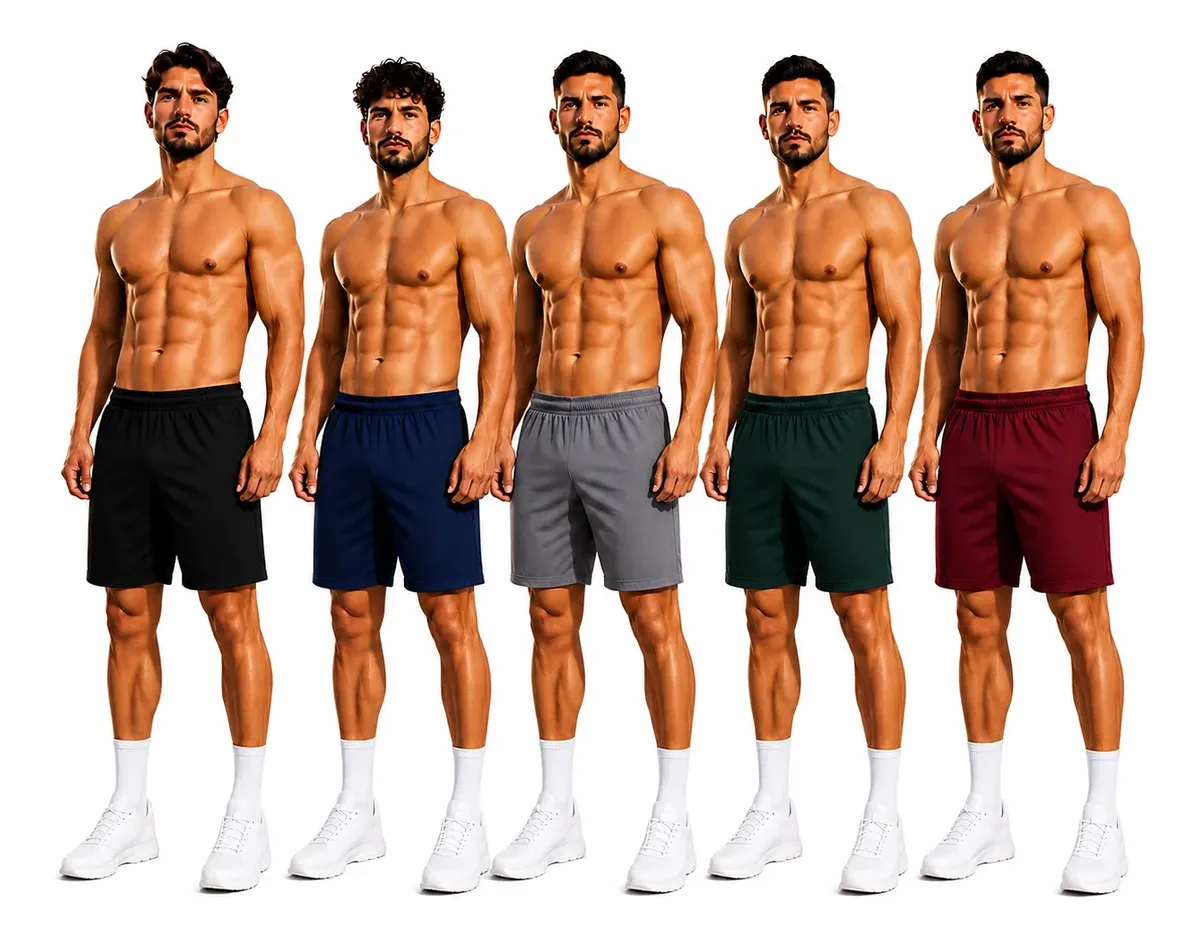 Kit 5 Bermuda Masculina Short Calção Futebol Academia Praia