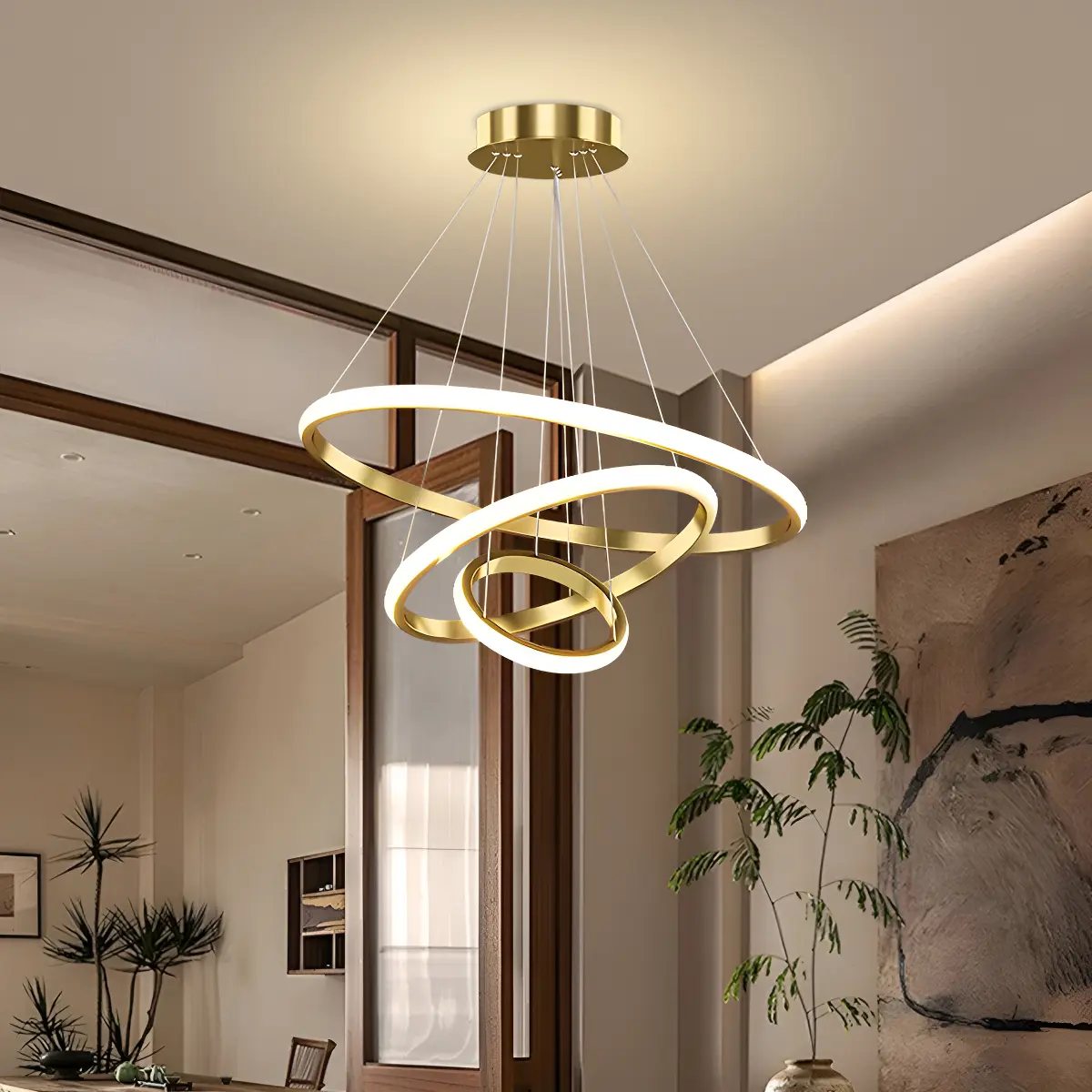 Lustre Led Sala Moderno 60w, 3 Arcos Pendente Luminária Teto