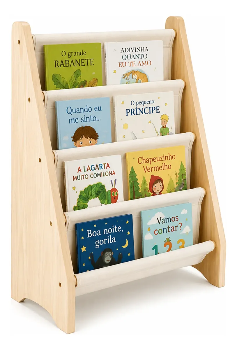 Estante Porta Livros Infantil Organizador Madeira Resistente