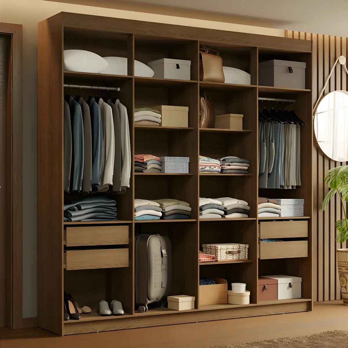 Guarda-roupa Closet 4 Gavetas 216 Cm Venus Madesa Gl Cor Rustic