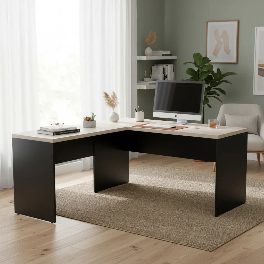 Mesa De Escritório Em L 1.60x1.50 Netmobil Tampo 30mm