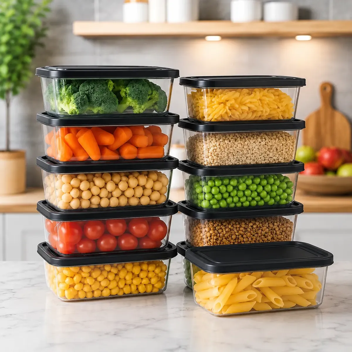 Kit 10 Potes 500ml Bpa Free Microondas Freezer Tampa Preta
