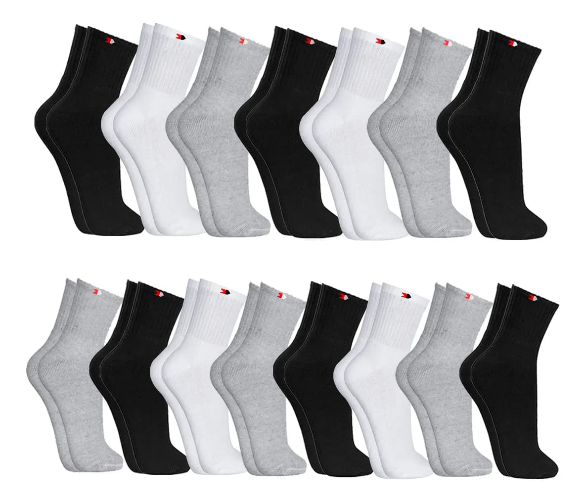 Kit 15 Pares Meias Sport Algodão Cano Médio Sandrini Confort