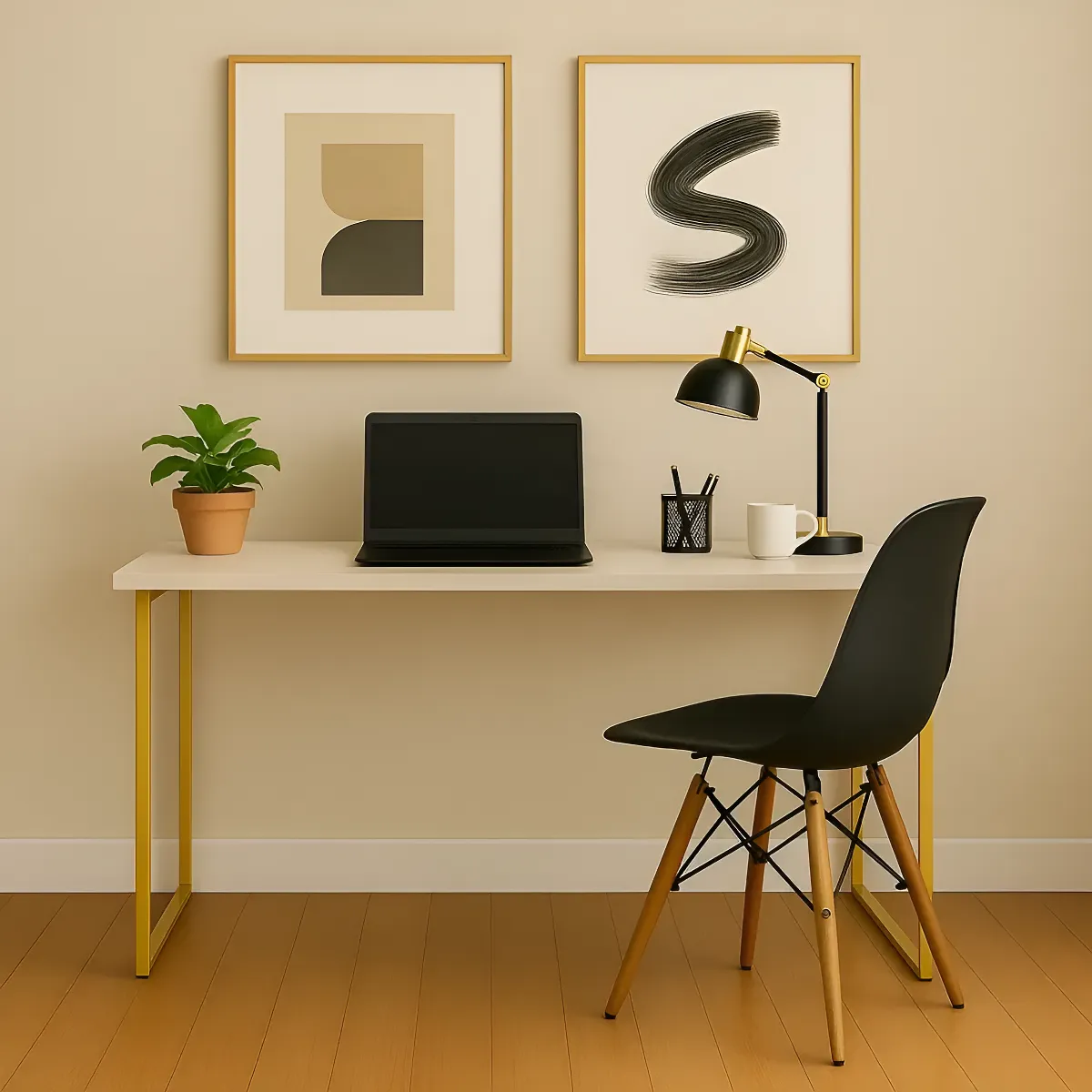 Escrivaninha Industrial 110cm Mesa Estudo Aparador Pés Aço